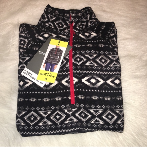 NWT Eddie Bauer Quest Fleece Jacket Black White - Picture 6 of 6